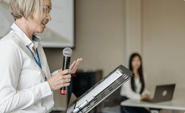 Business woman giving presentation